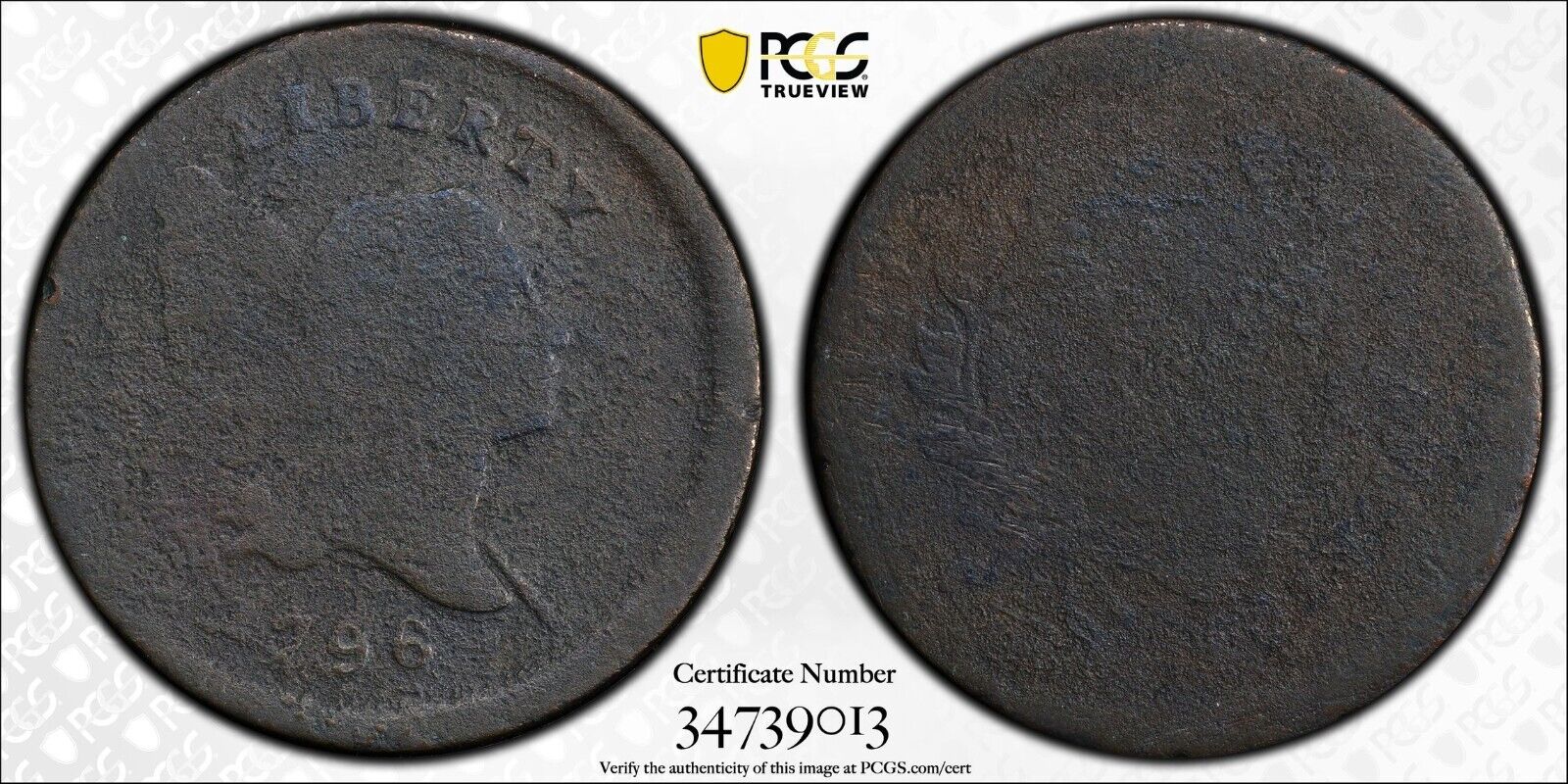 1796 Liberty Cap 1/2C Half Cent With Pole C-2 AG Details PCGS Cert No. 45811581 - Fresh Stock Dated February 2026