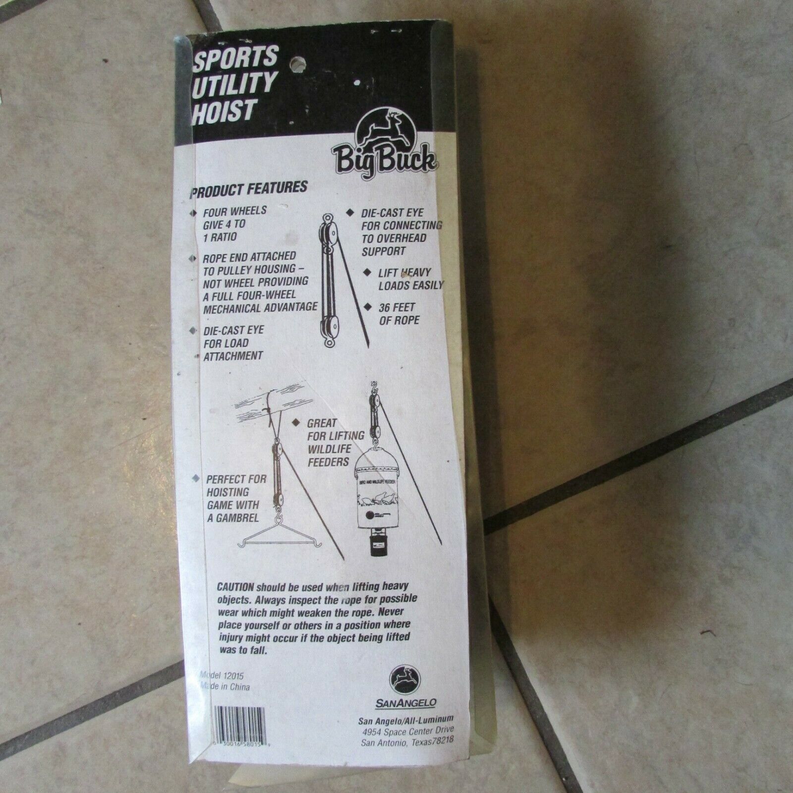 Big Buck Sports Utility Hoist - 4 To 1 Ratio - 36' of Rope - New   (B 48) - Fresh Stock Dated February 2026