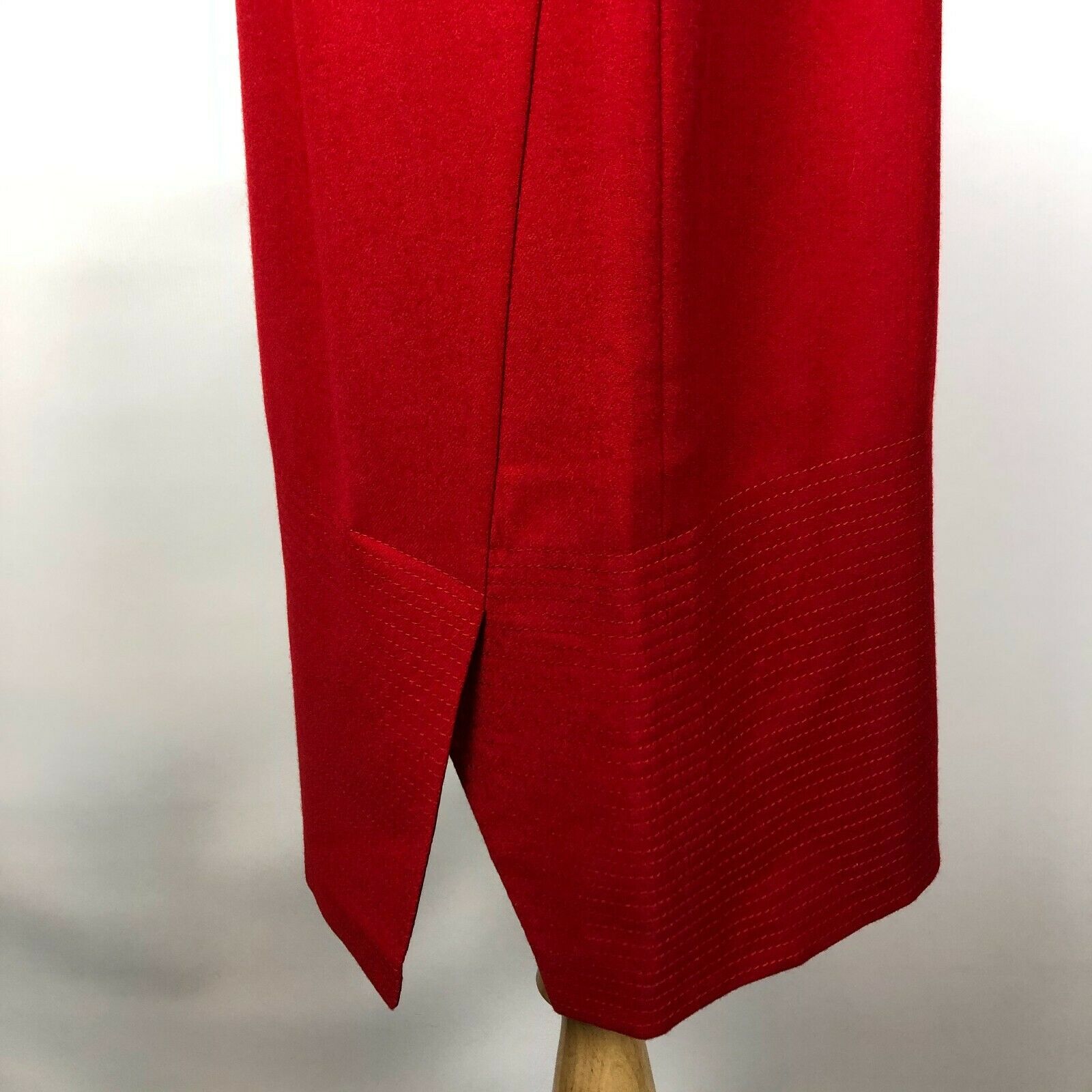 Vintage 1980s Gianfranco Ferre Size 44 Red Wool Pencil Skirt Slit - Fresh Stock Dated February 2026