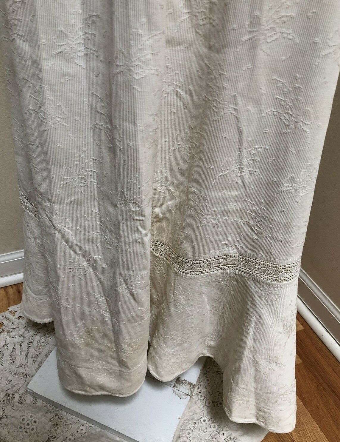 Antique White Figural Twill Edwardian Skirt 24
