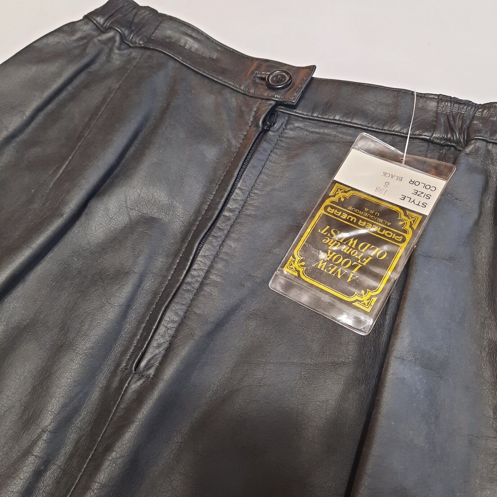 New With Tag! Vintage Pioneer Wear Western Black Leather Maxi Skirt Size 8 - Fresh Stock Dated March 2026