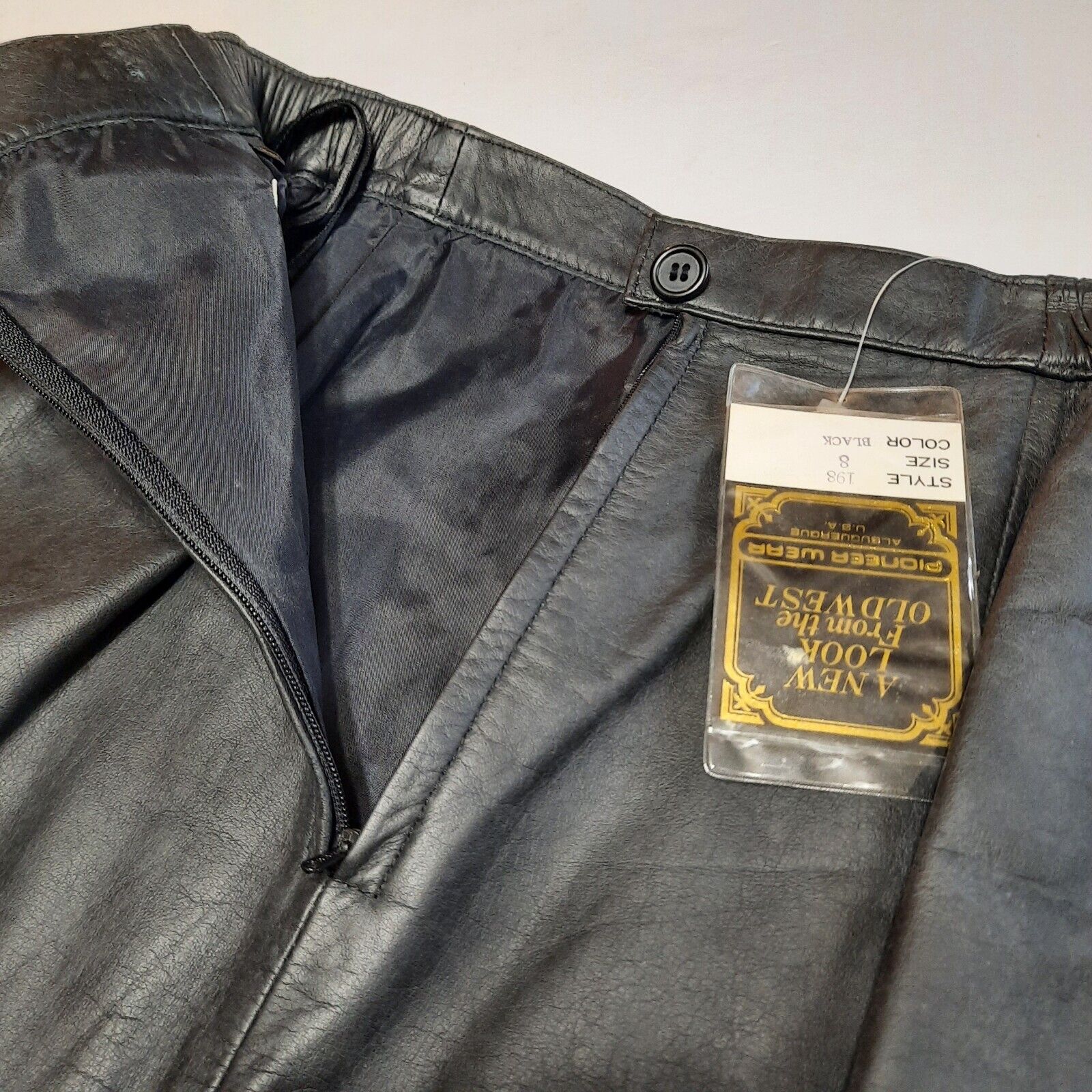 New With Tag! Vintage Pioneer Wear Western Black Leather Maxi Skirt Size 8 - Fresh Stock Dated March 2026
