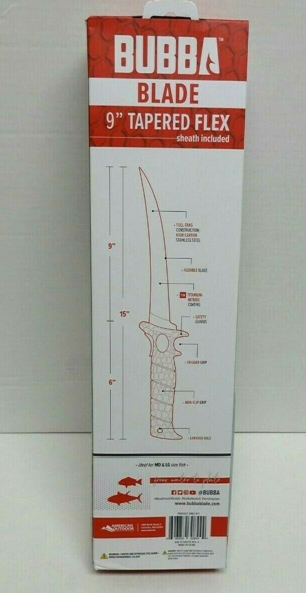 Bubba Blade BB1-9TF 9 In. Tapered Flex Fillet Knife w/ Sheath NEW - Fresh Stock Dated December 2025