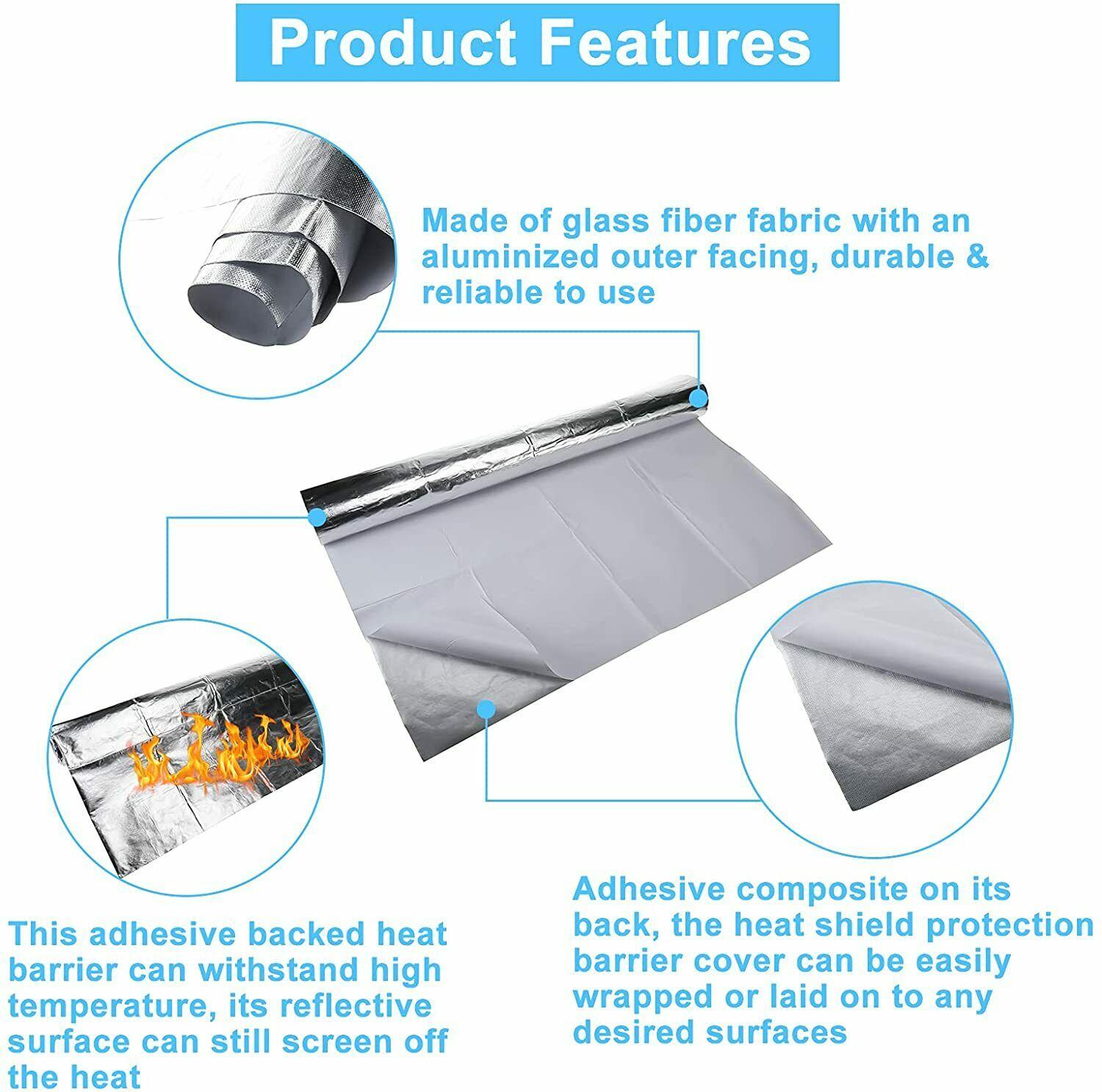 Aluminized Heat Shield Thermal Barrier Adhesive Backed Fiberglass Sheet 36x48in - Fresh Stock Dated February 2026