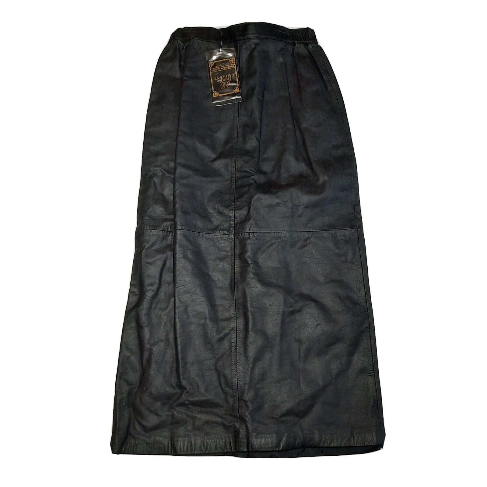 New With Tag! Vintage Pioneer Wear Western Black Leather Maxi Skirt Size 8 - Fresh Stock Dated March 2026