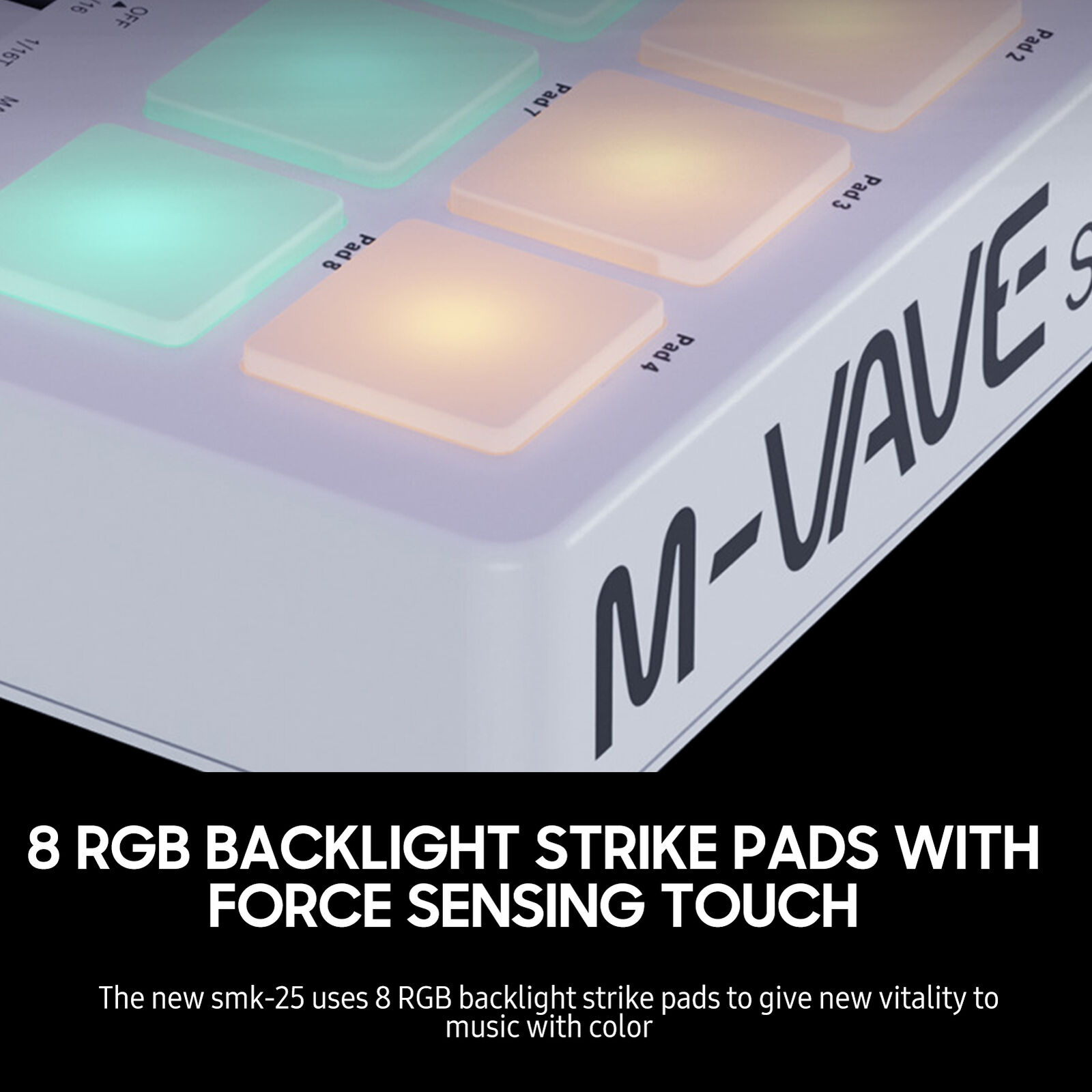 M-WAVE 25 Key USB MIDI Keyboard Controller with 8 Backlit Drum Pads 8 Knobs R1W3 - Fresh Stock Dated February 2026