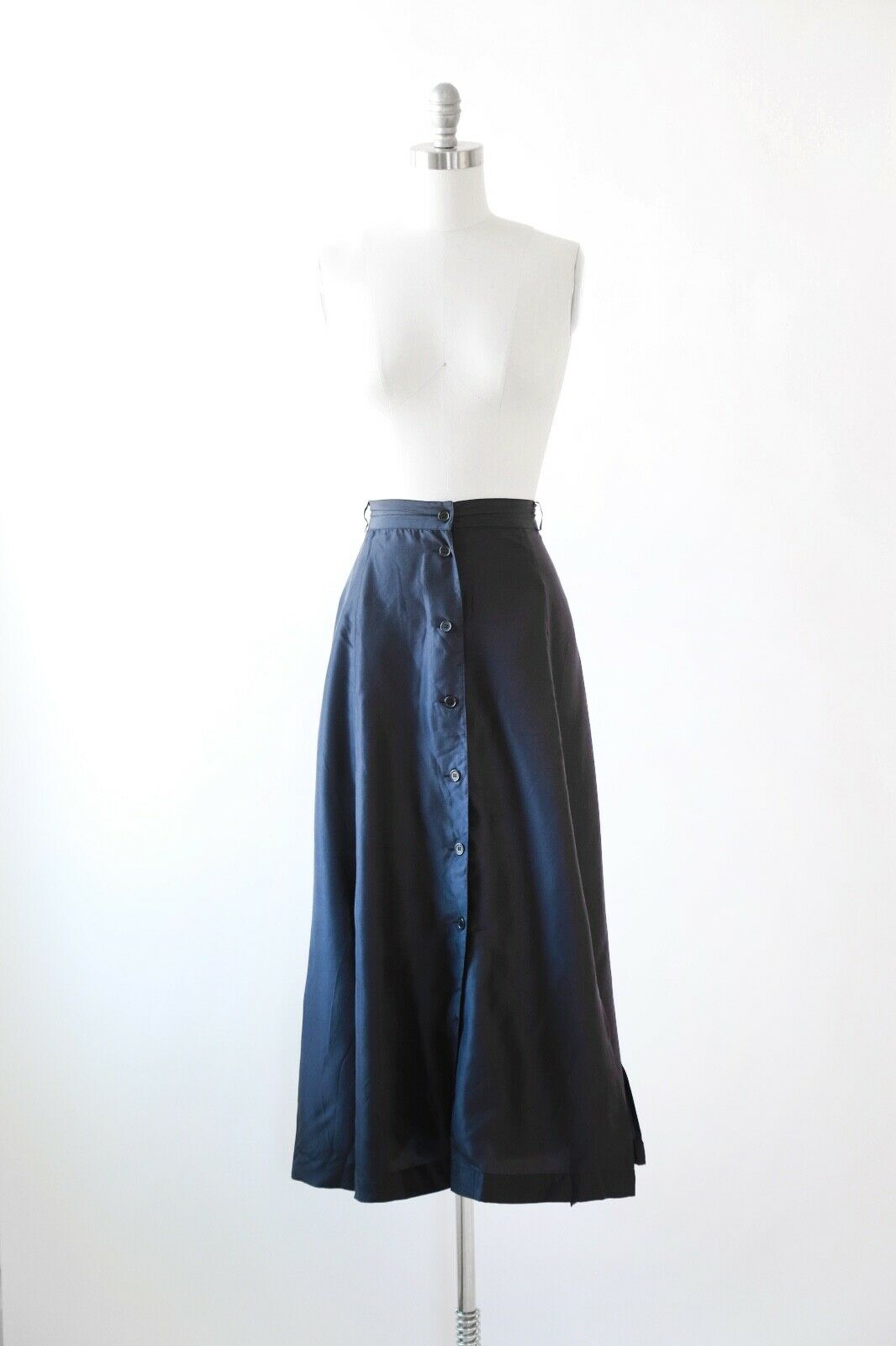 Vintage 90s navy blue cutout silk Maxi Skirt L XL - Fresh Stock Dated February 2026