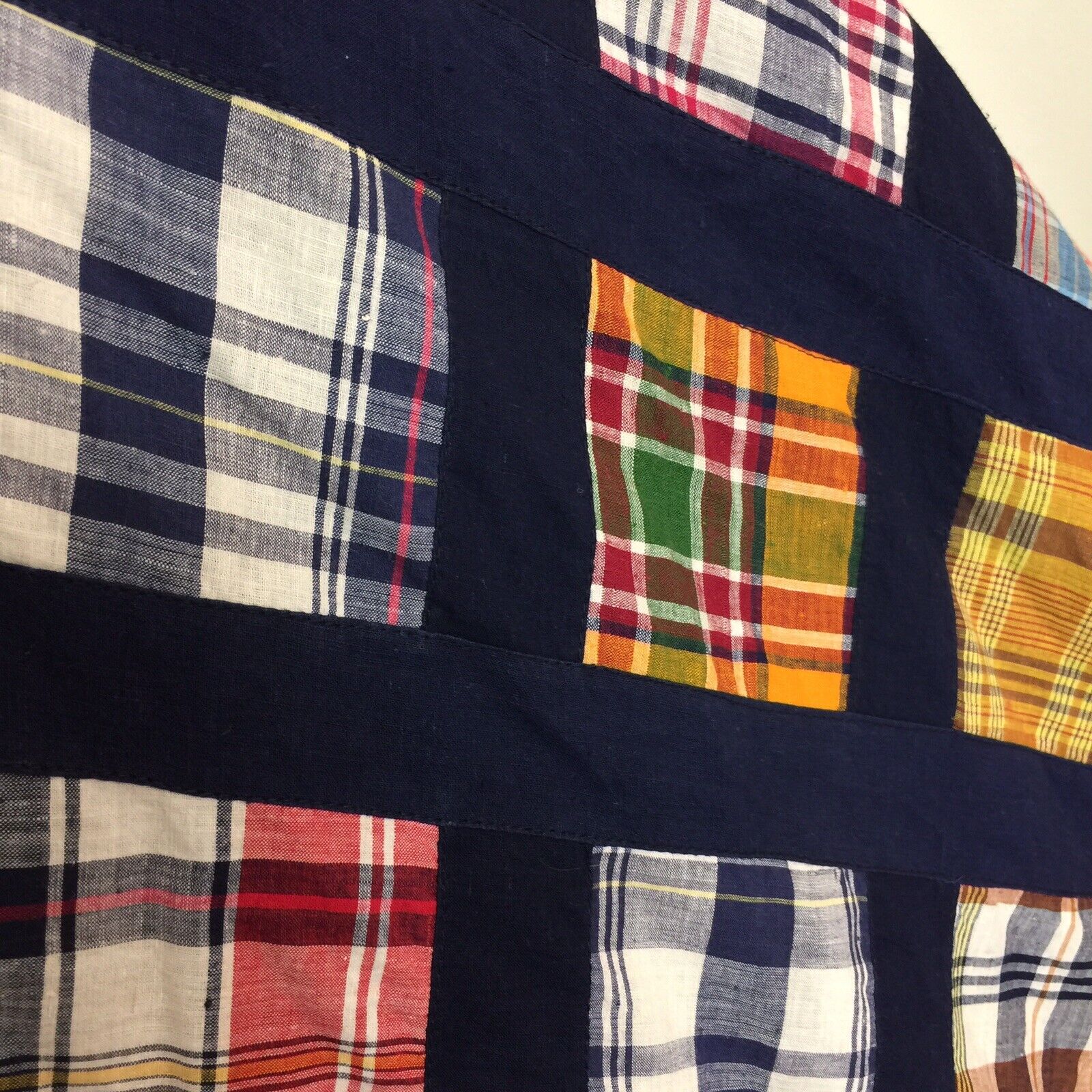 Vintage Patchwork Maxi Circle Skirt size M Plaids Checks Navy waist 28 length 44 - Fresh Stock Dated March 2026