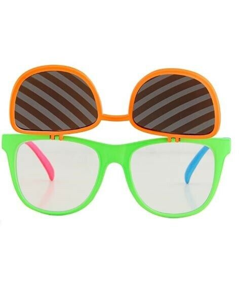 Flip Up Neon Hipster Costume Glasses - Fresh Stock Dated February 2026