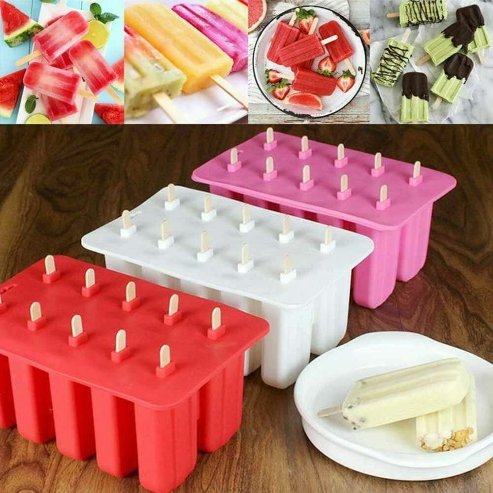 Ice Cream Popsicle Frozen Mold Silicone Lolly Pop Maker Mould Ice Tray Cover Lid - Fresh Stock Dated December 2025