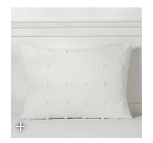 New-Pottery Barn Teen Dot Crinkle Tufted Sham Standard  White  NEW - Fresh Stock Dated December 2025