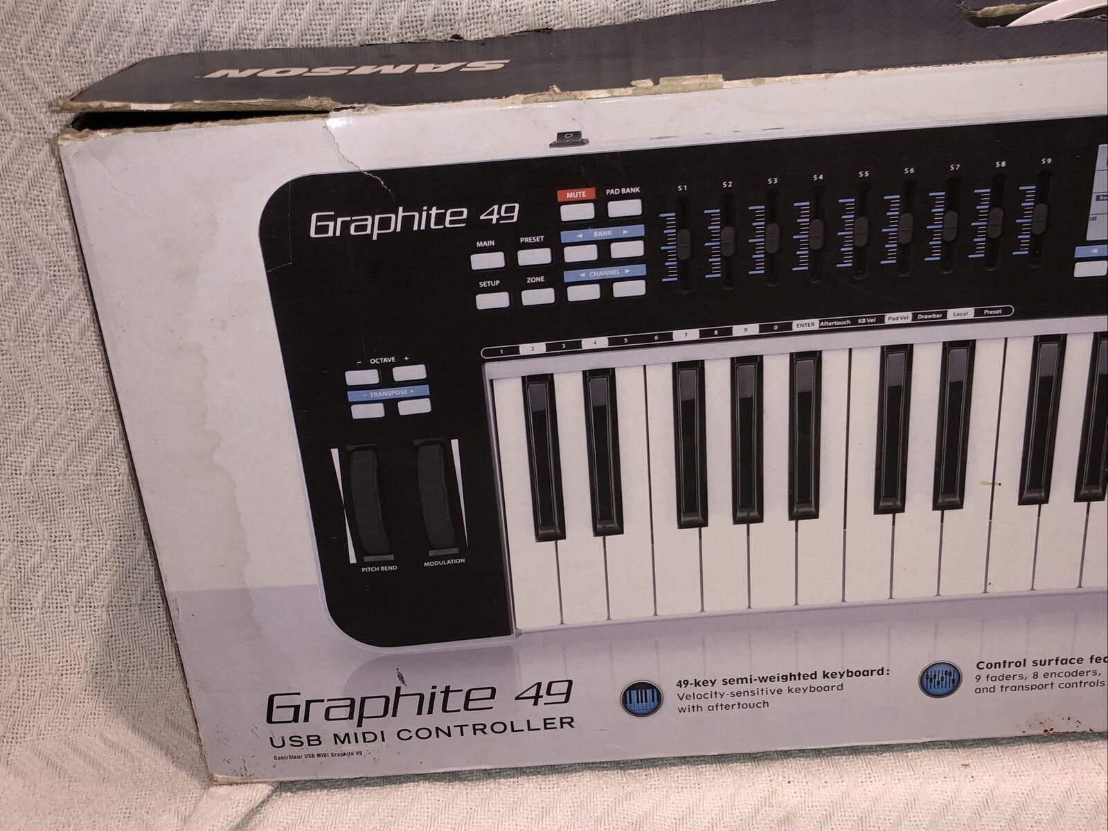 Samson Graphite 49 Key USB MIDI DJ Keyboard Controller After Touch No Power Cord - Fresh Stock Dated February 2026