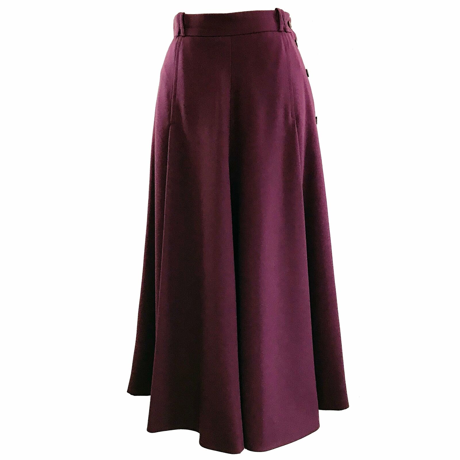 Vintage Skirt Alan Austin Pleated Purple Wool Gabardine A Line Mid Rise - S - Fresh Stock Dated March 2026