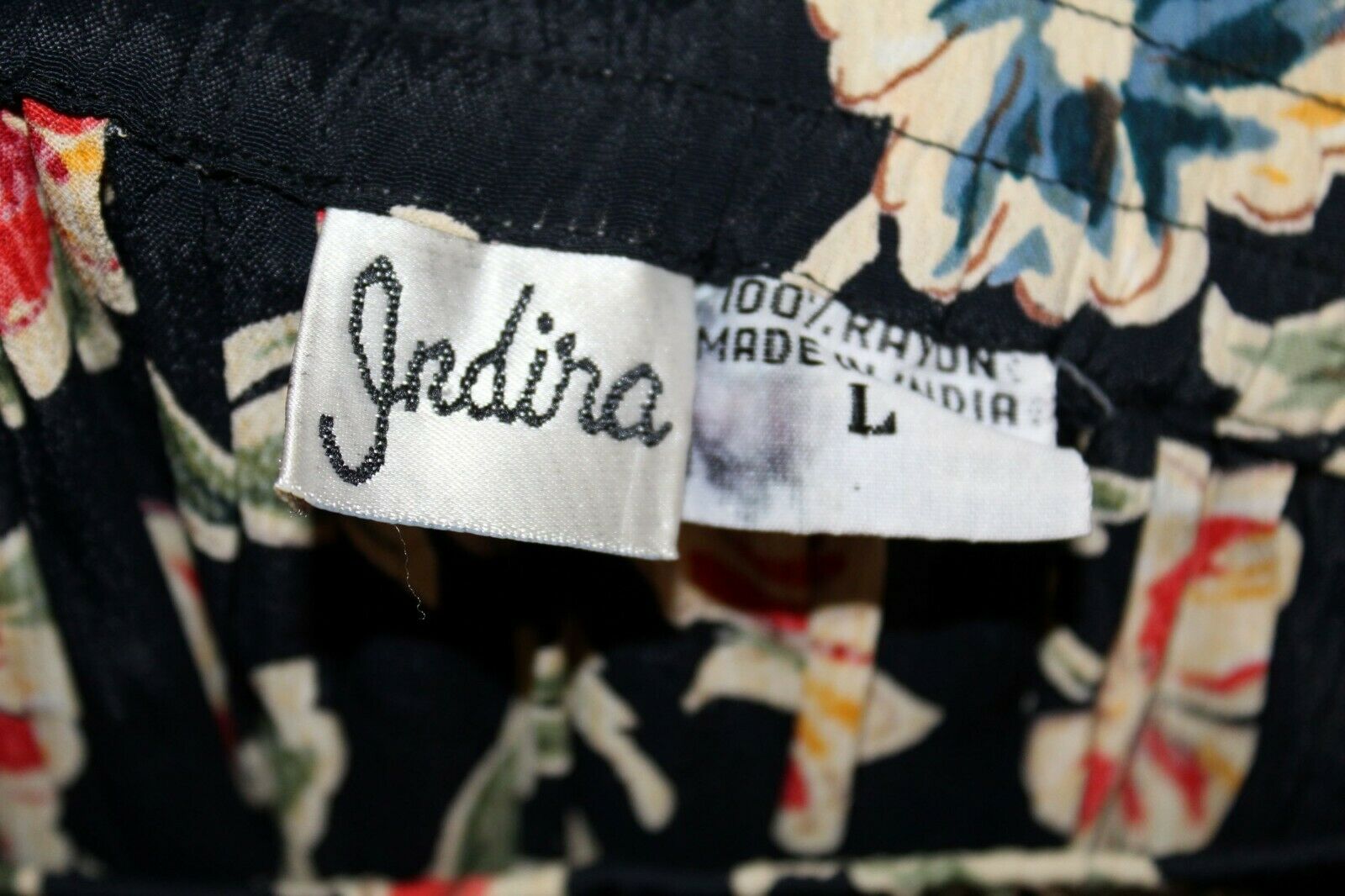 Vintage 80s does 40s L Skirt Rayon Womens Floral Elastic Waist Cottage Indira - Fresh Stock Dated February 2026