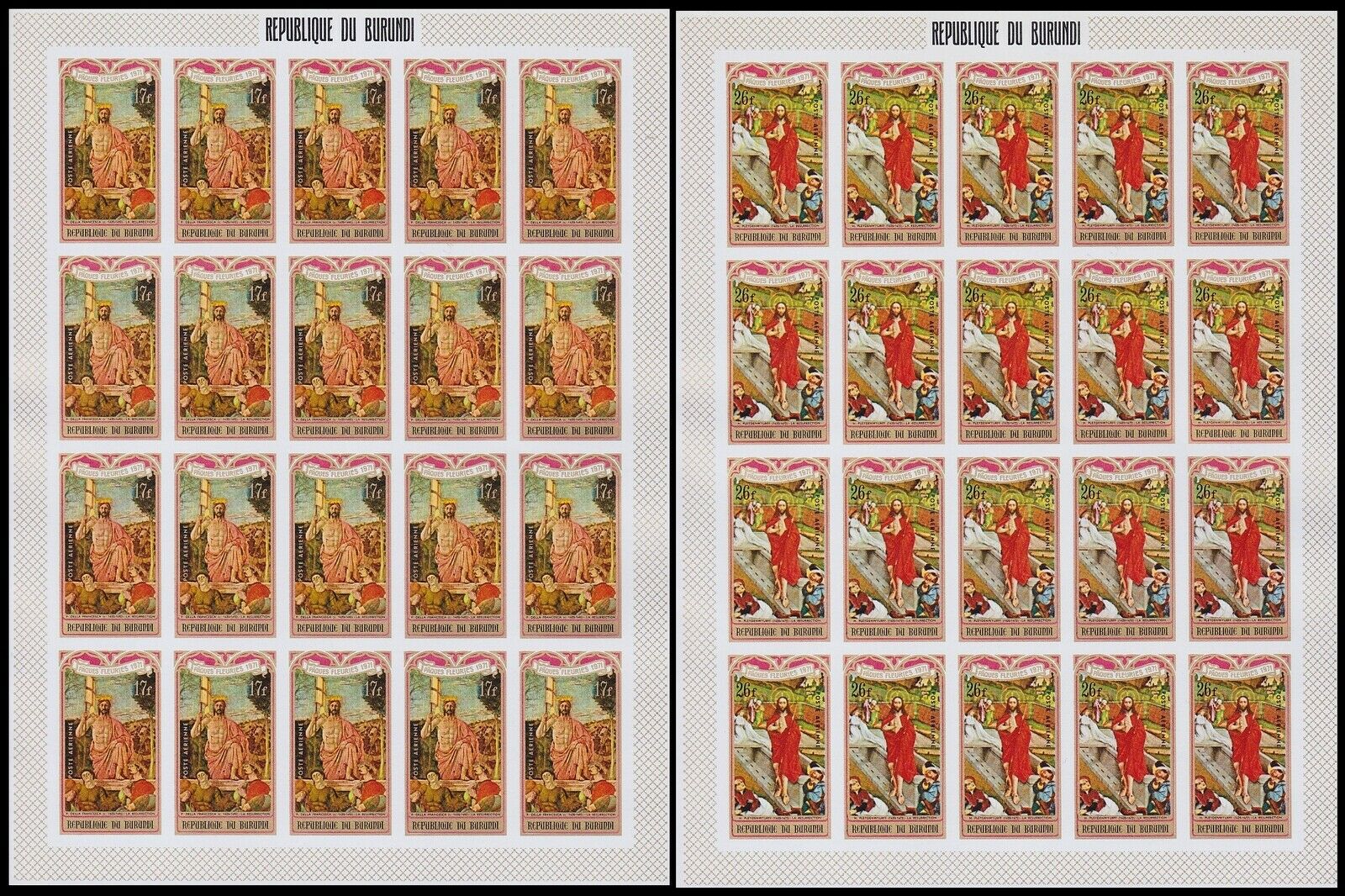 Burundi 1971 Easter Type Stamp set - MNH Imperforate Full Sheets...........A5613 - Fresh Stock Dated December 2025