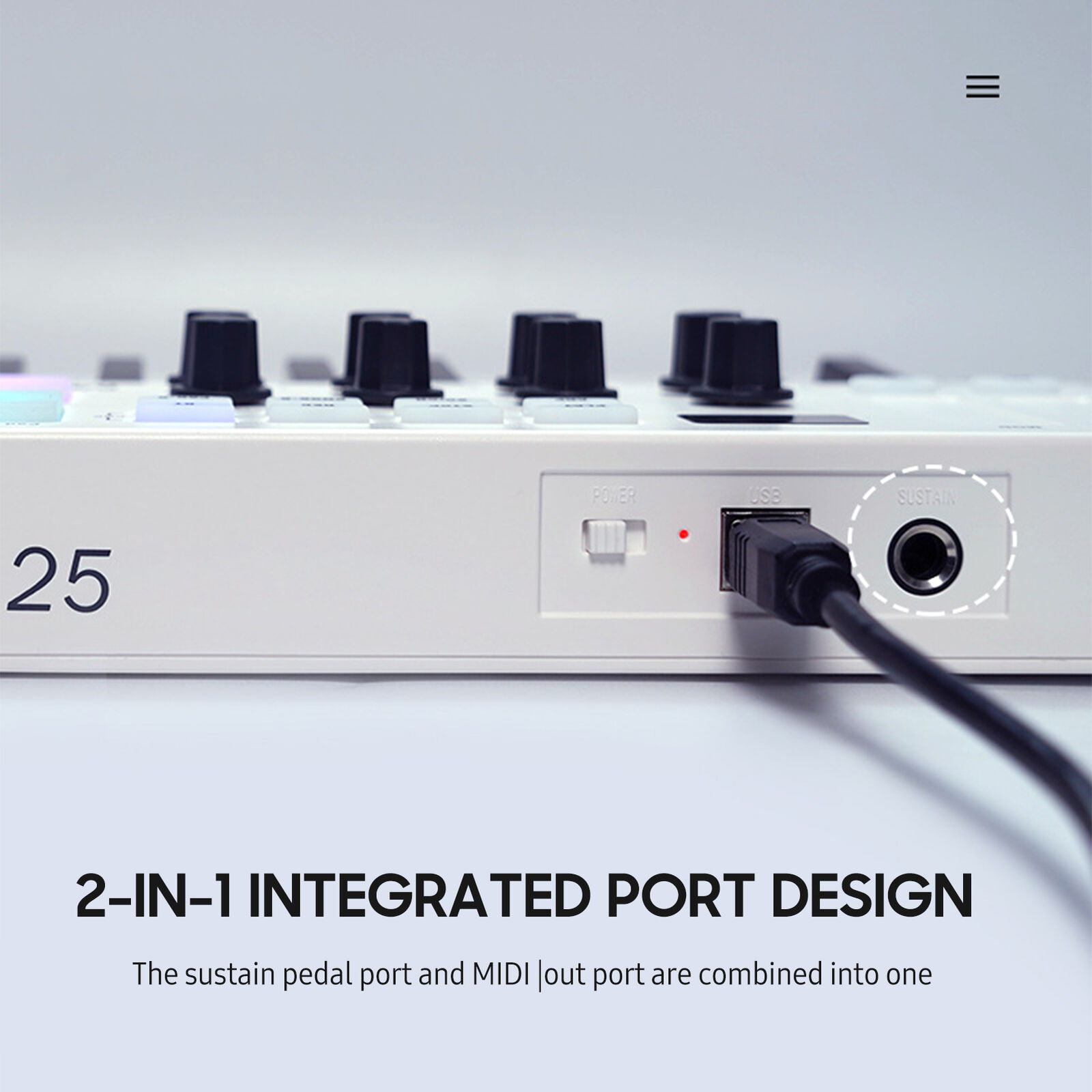 M-WAVE 25 Key USB MIDI Keyboard Controller with 8 Backlit Drum Pads 8 Knobs R1W3 - Fresh Stock Dated February 2026