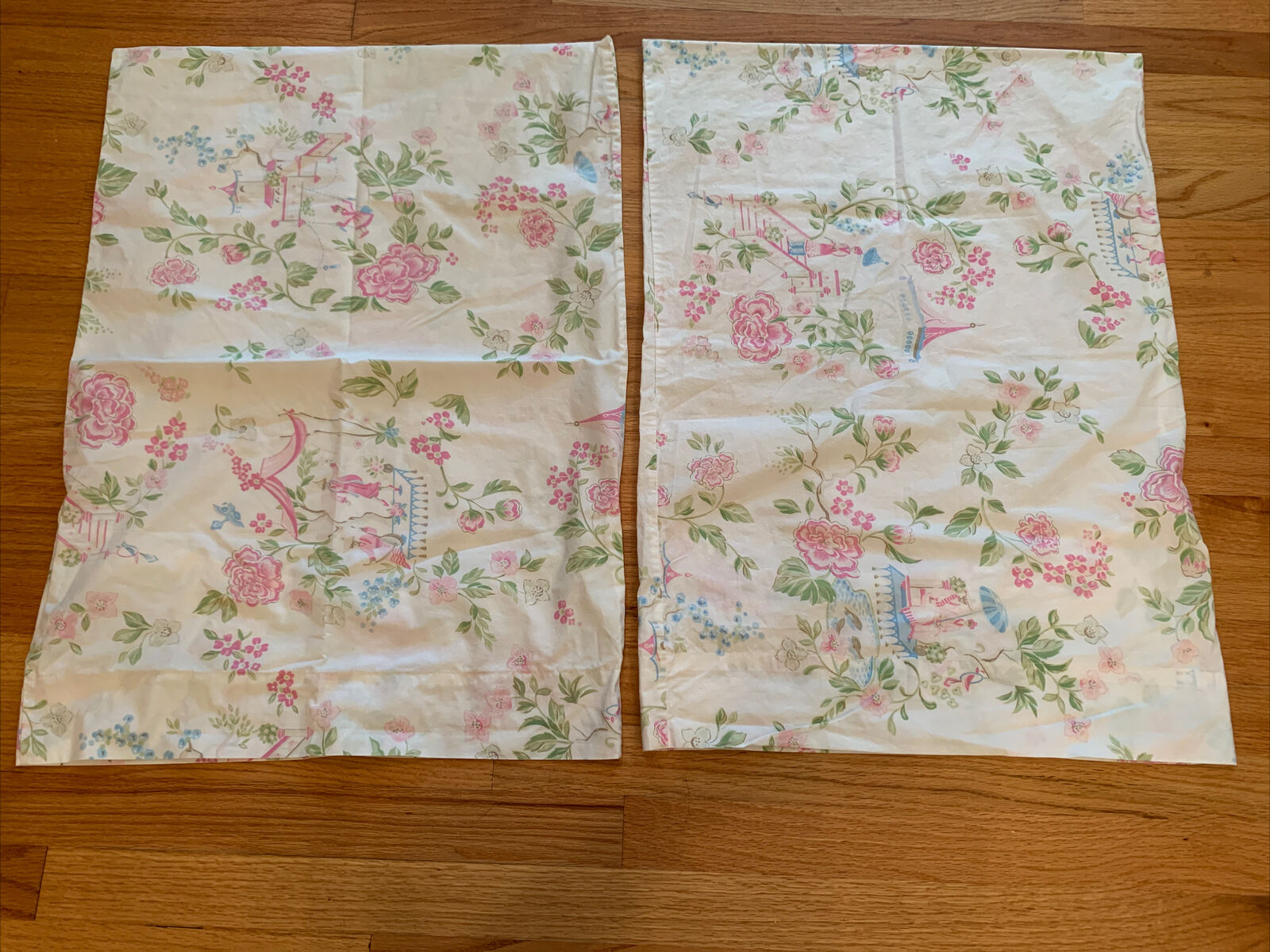 Pottery Barn Kids cherry blossom asian toile two standard pillow cases - Fresh Stock Dated December 2025