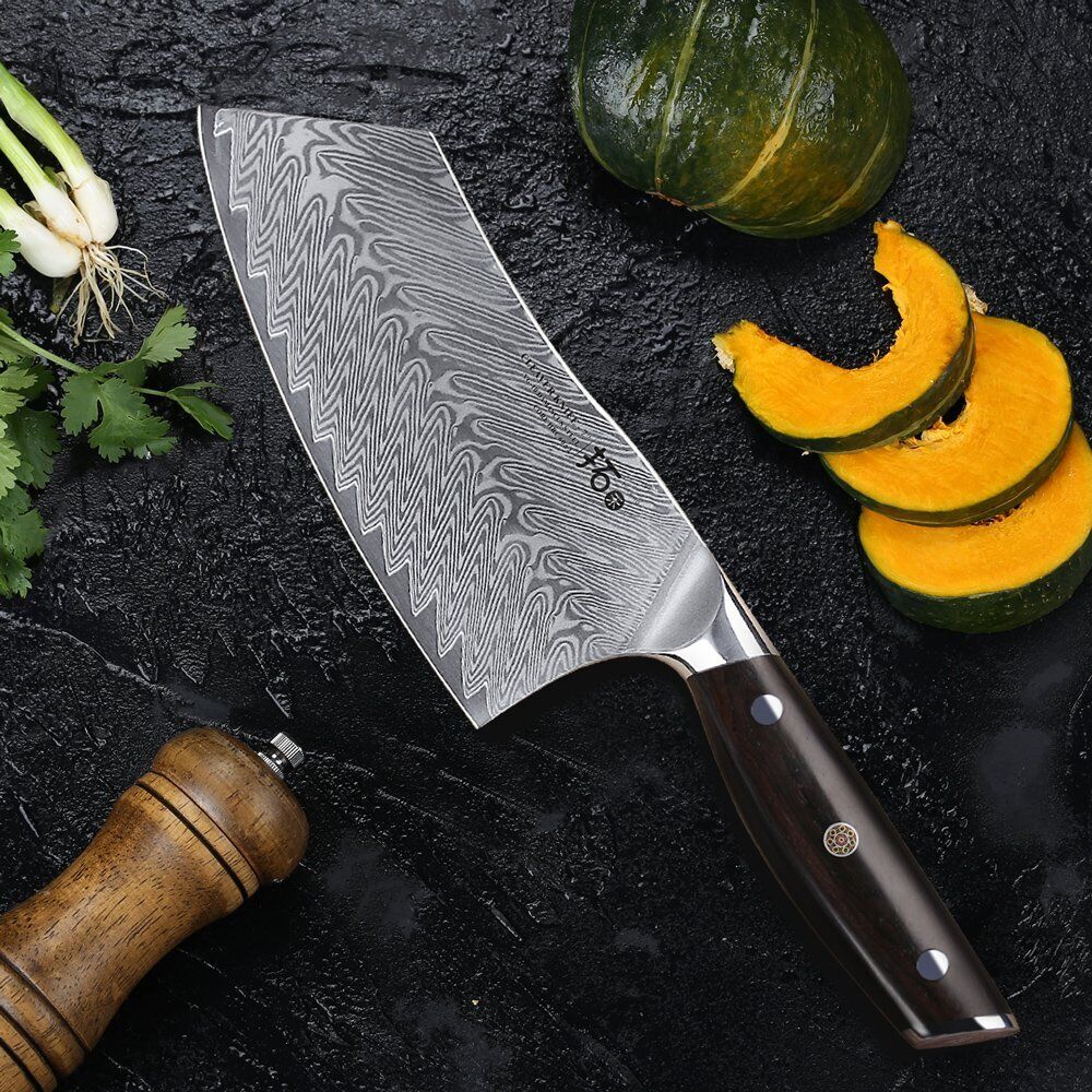 TURWHO 7inch Cleaver Knife 67-Layer Japanese VG10 Damascus Steel Chef Knives - Fresh Stock Dated December 2025