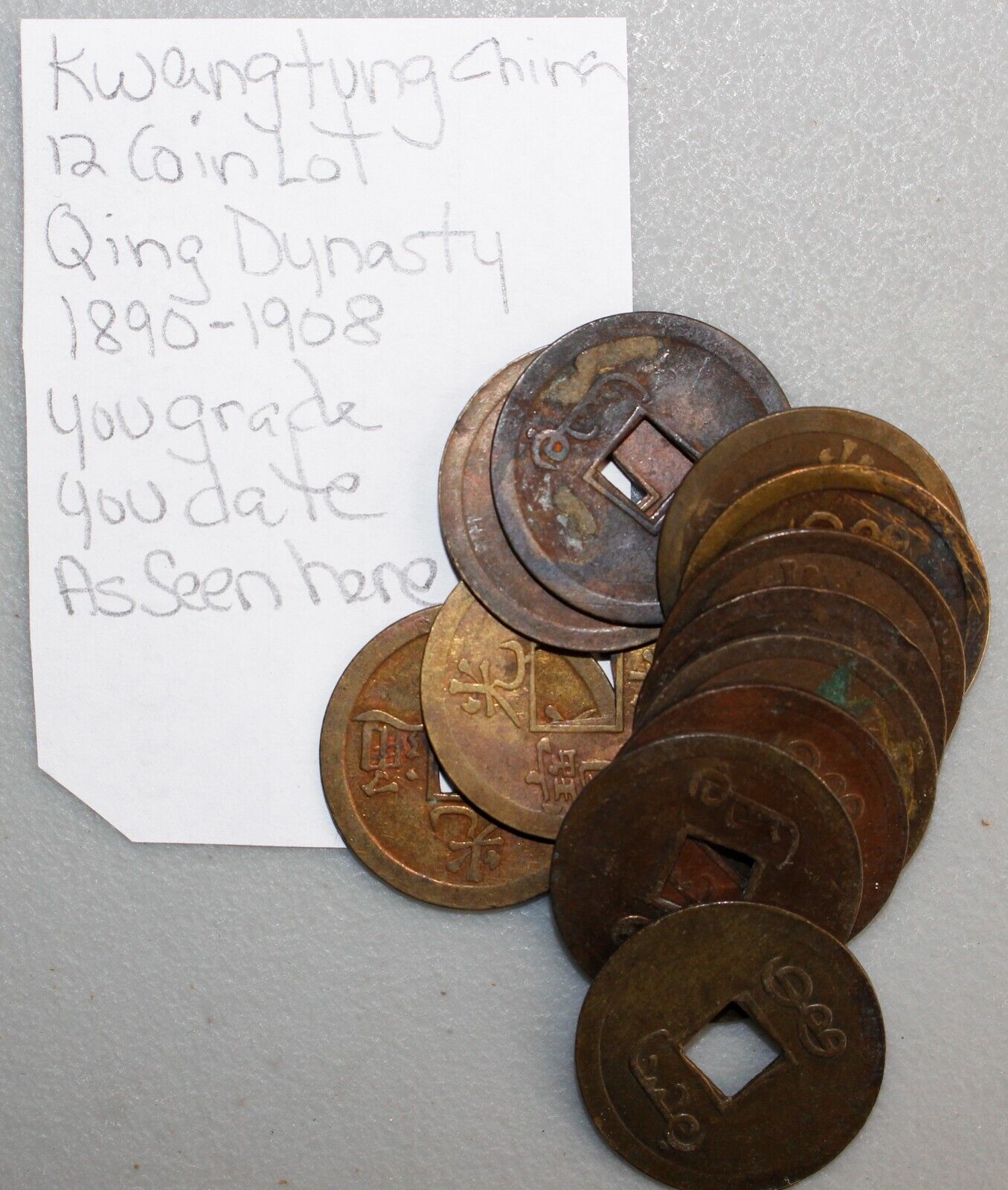 1890-1908 Kwangtung China Qing Dynasty Assorted Coins You Grade You Date 12 Coin - Fresh Stock Dated February 2026