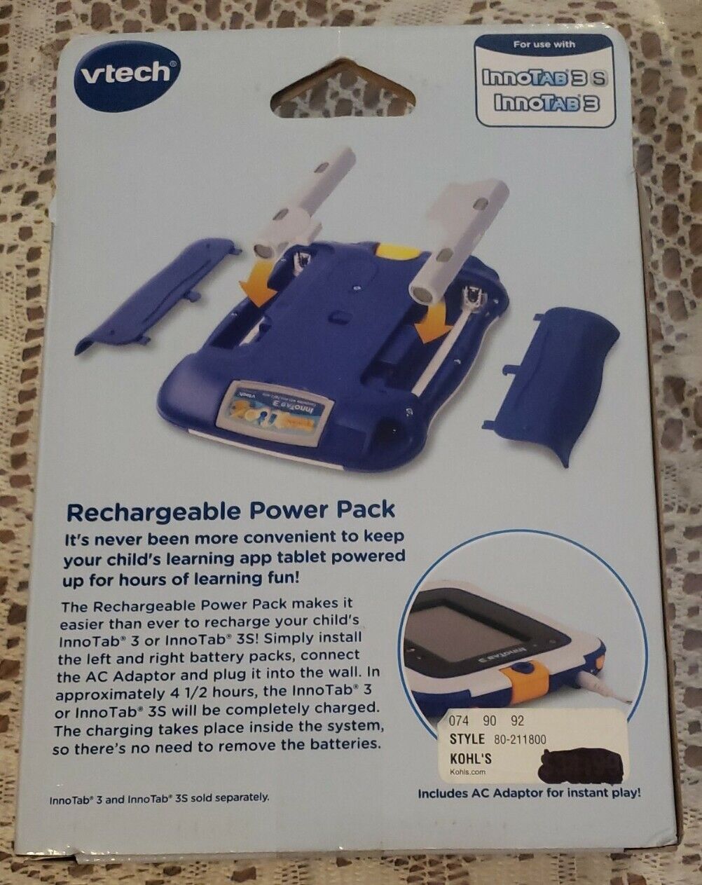 VTech InnoTab 3 & 3S Rechargeable Power Pack + AC Adaptor - NEW Read - Fresh Stock Dated February 2026