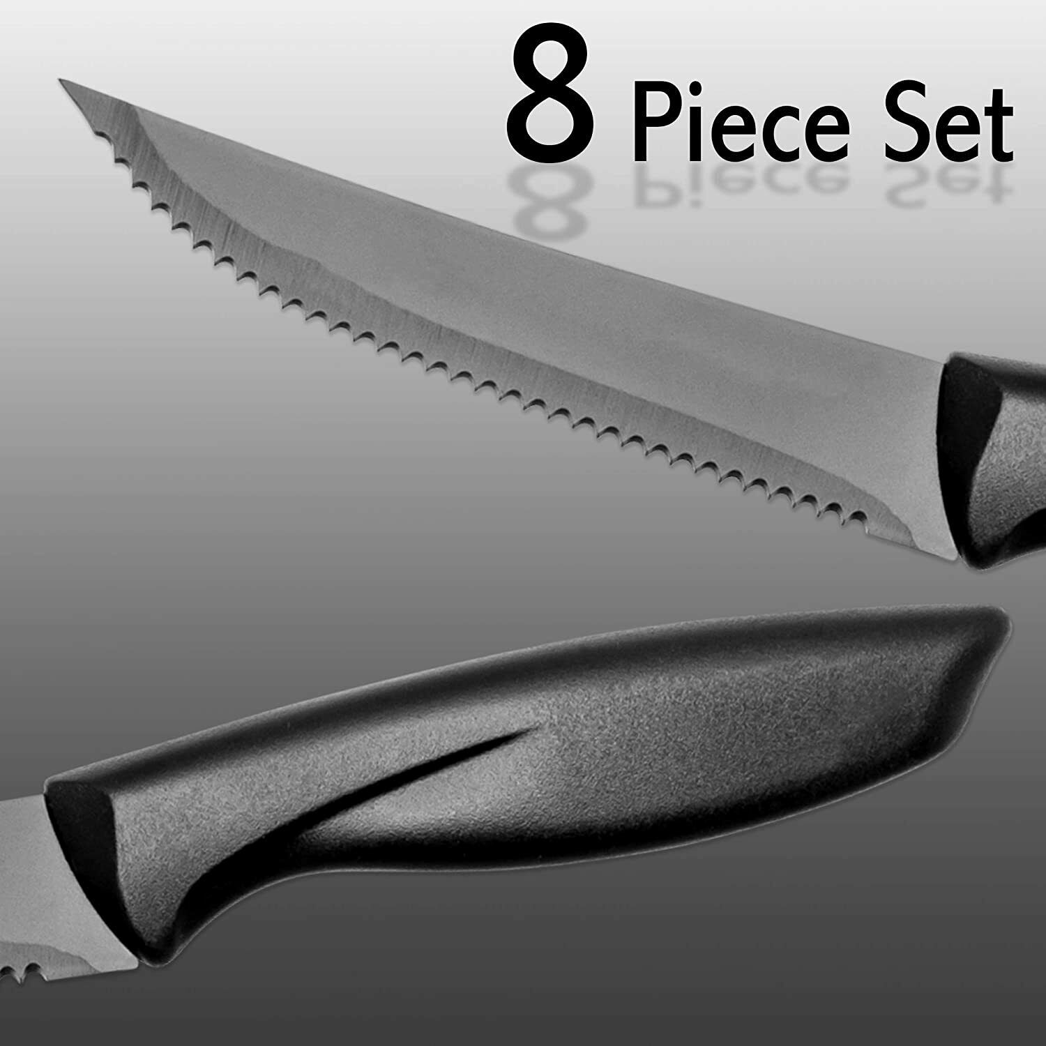 8 Piece Stainless Knife Set Professional Serrated Steak Knives Kitchen Tools USA - Fresh Stock Dated December 2025