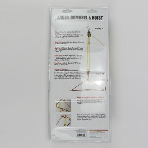 Tourbon 440lb Pulley Rope Gambrel Hoist System Game Gutting Hog Elk Deer Hanger - Fresh Stock Dated December 2025