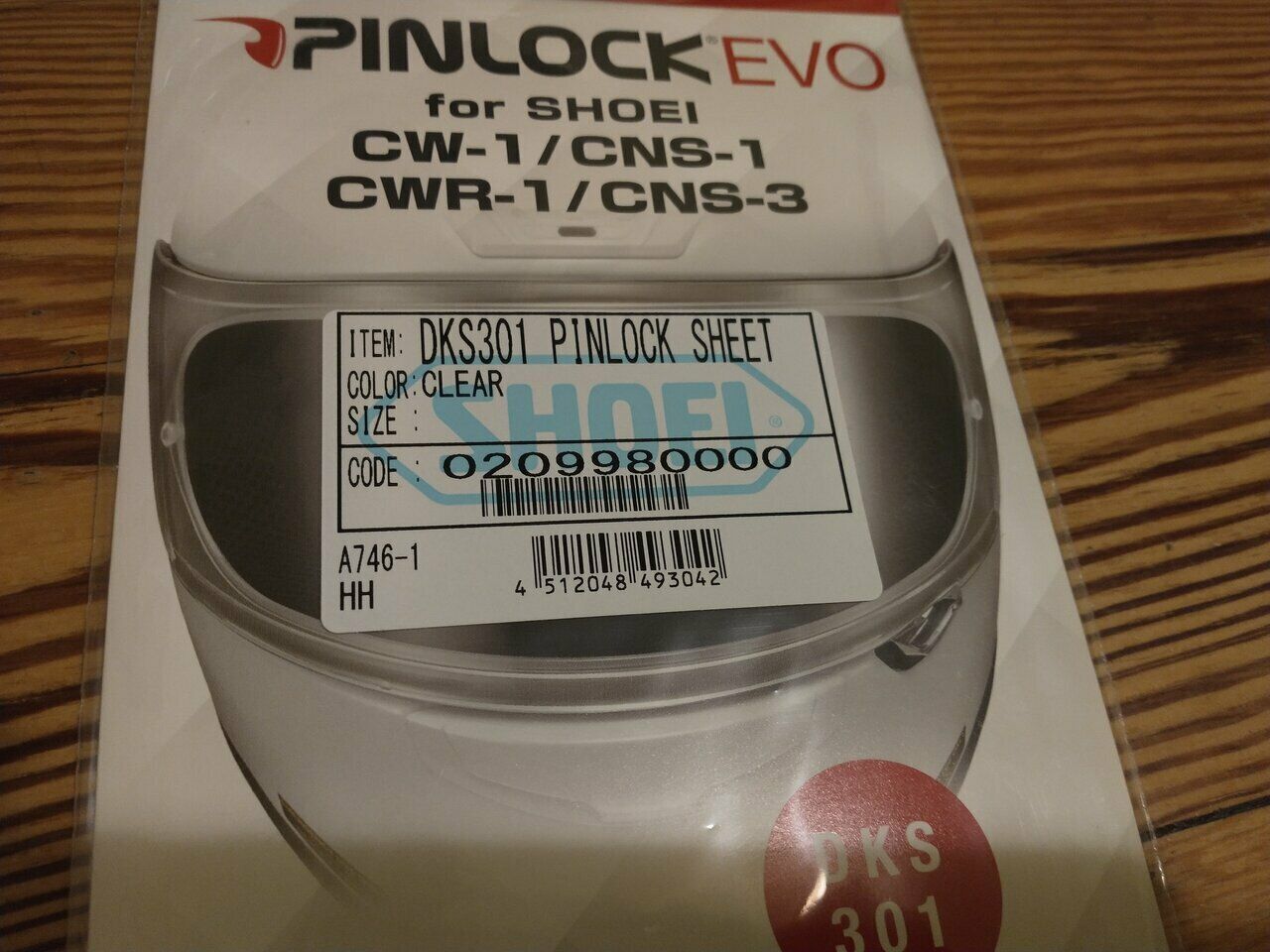 Shoei CWR-1 CW-1 CNS-1 Helmet Shield Clear Pinlock Evo Lens Insert DKS301 - Fresh Stock Dated February 2026