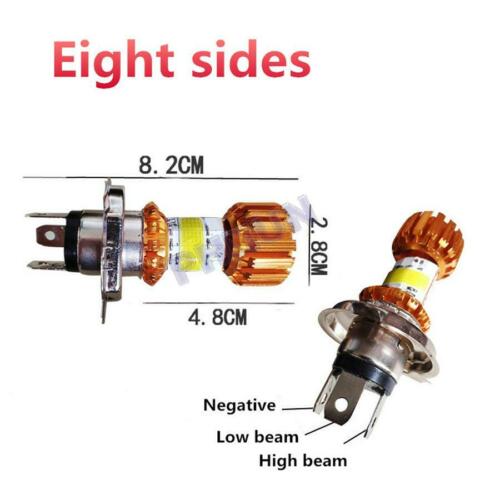 12V 80W Motorcycle LED Headlight Bulb H4 Type Lamp Bulb High/Low Beam Universal - Fresh Stock Dated February 2026