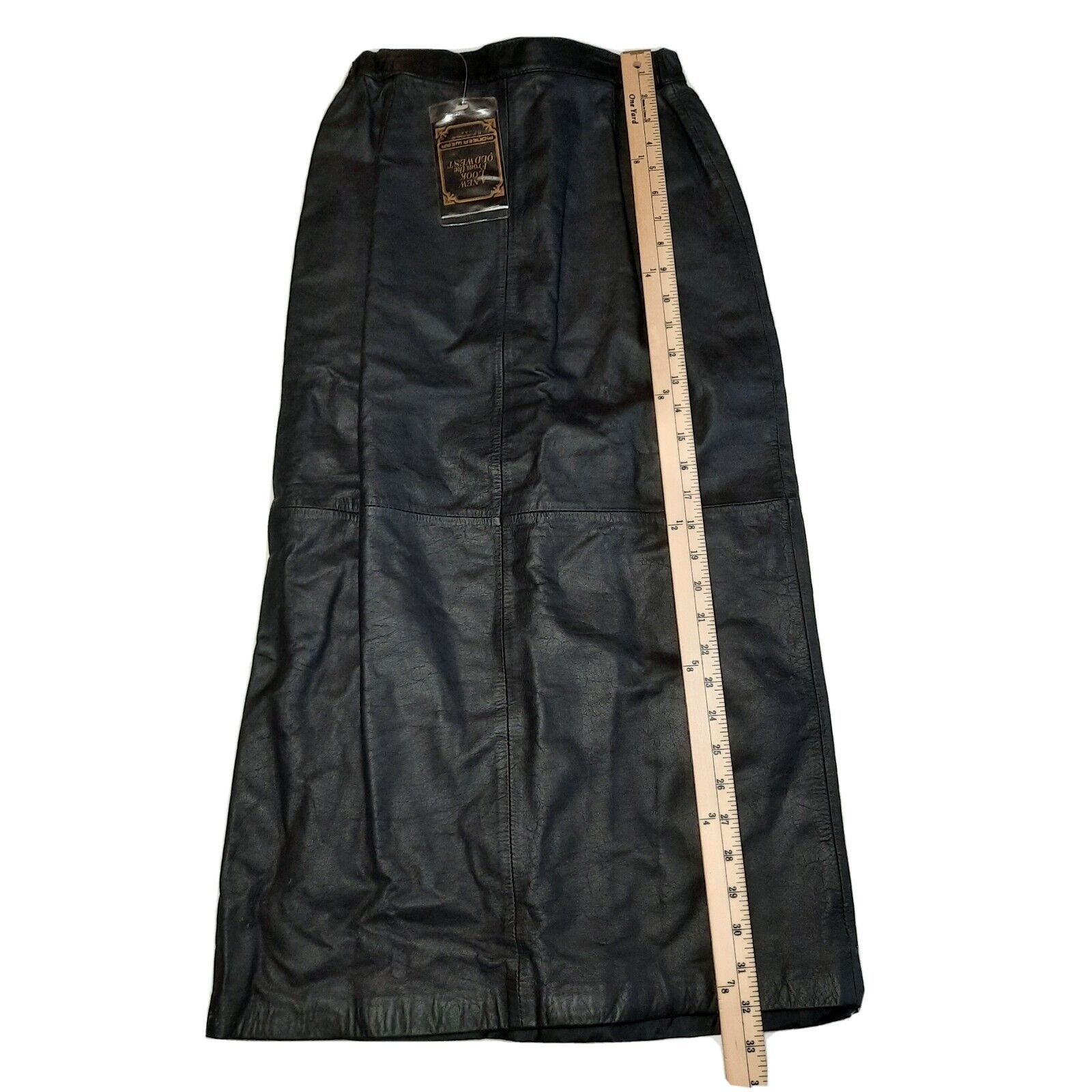 New With Tag! Vintage Pioneer Wear Western Black Leather Maxi Skirt Size 8 - Fresh Stock Dated March 2026