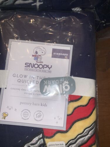 Pottery Barn Kids F/Q Quilt Snoopy Glow In The Dark W/2 Euro & 2 Std Shams - Fresh Stock Dated December 2025