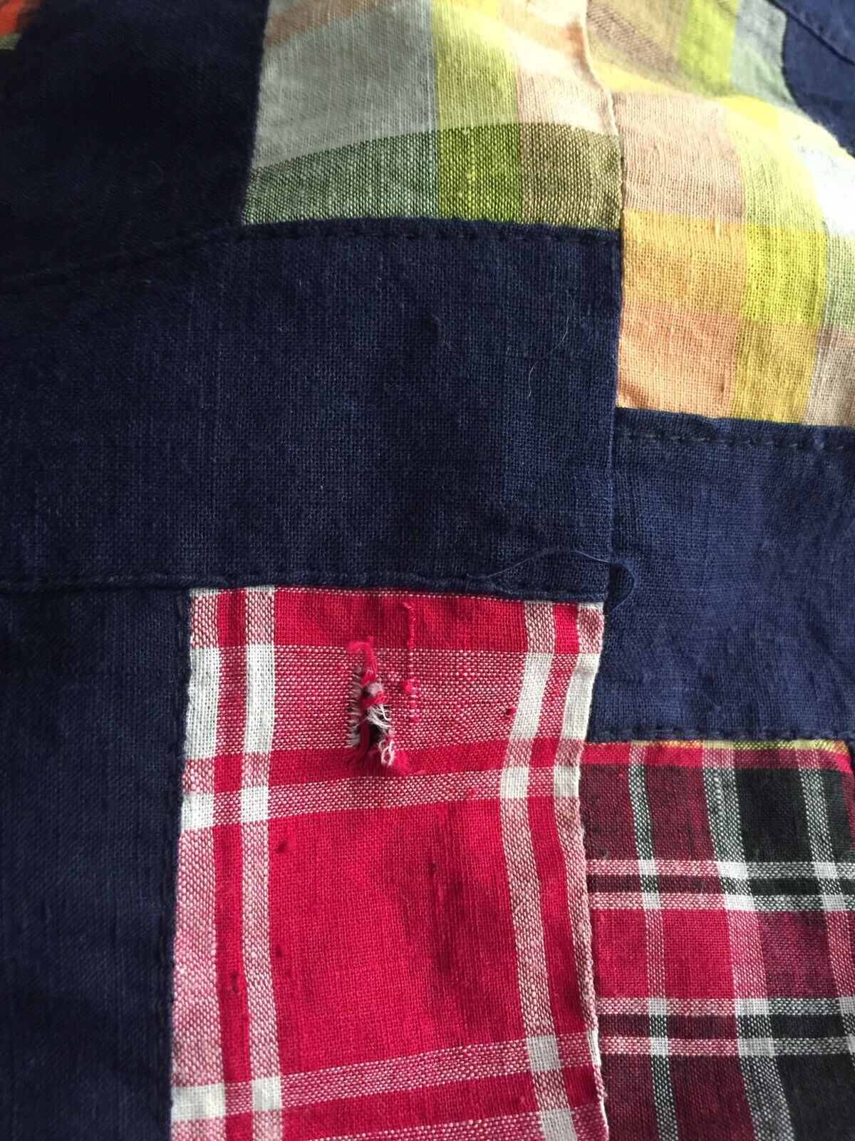 Vintage Patchwork Maxi Circle Skirt size M Plaids Checks Navy waist 28 length 44 - Fresh Stock Dated March 2026