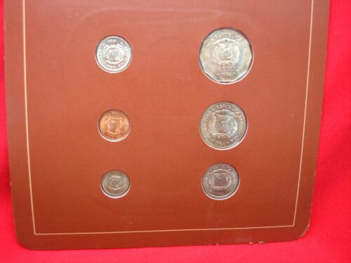 1984 COINS OF DOMINICAN REPUBLIC - 6 UNCIRCULATED COINS IN DISPLAY WITH CANCEL. - Fresh Stock Dated February 2026