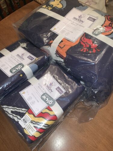 Pottery Barn Kids F/Q Quilt Snoopy Glow In The Dark W/2 Euro & 2 Std Shams - Fresh Stock Dated December 2025