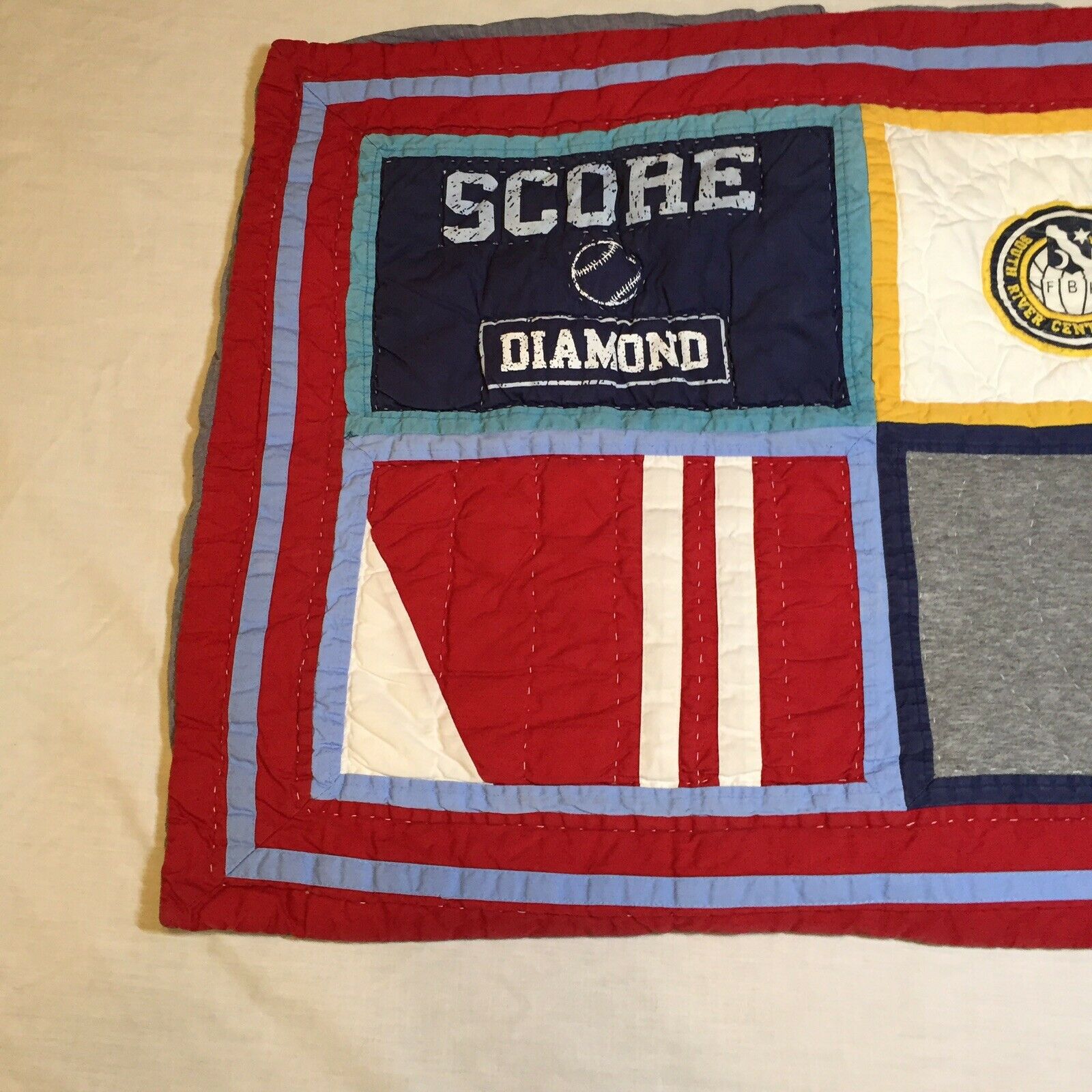 Standard Pillow Sham Pottery Barn Kid's Varsity Sports Quilted 20