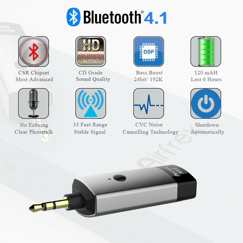 Airfrex Aluminum Bluetooth V4.1 Receiver with Amplifier and Bass Boost Feature - Fresh Stock Dated February 2026