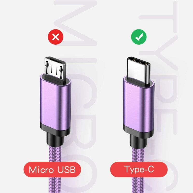 for Galaxy S9 Charger, Benicabe (2-Pack 3FT) USB 2 Pack (2*3FT), Lilac purple - Fresh Stock Dated December 2025