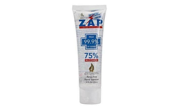 Zap Hand Sanitizer Gel 75% Ethyl Alcohol Mini 2 OZ Tubes With Aloe & Vitamin E - Fresh Stock Dated February 2026