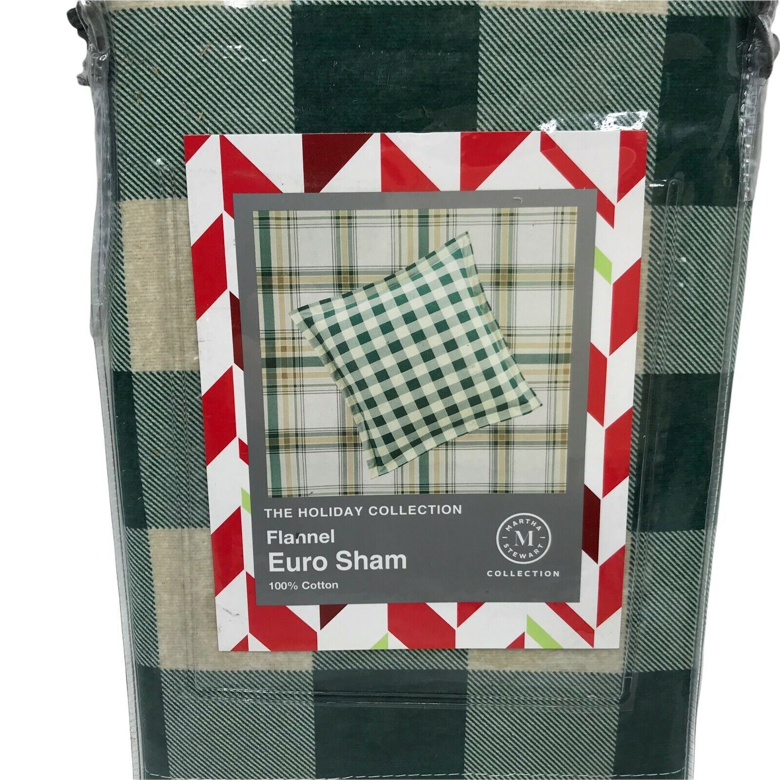 Holiday Flannel Neutral Plaid Sham, European Euro Sham Green - Fresh Stock Dated February 2026