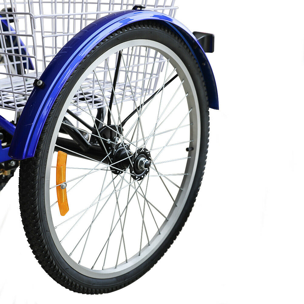 26''/24'' 1/7 Speed Adult Tricycle Trike Elegant 3-Wheel Bike w/ White Basket - Fresh Stock Dated February 2026