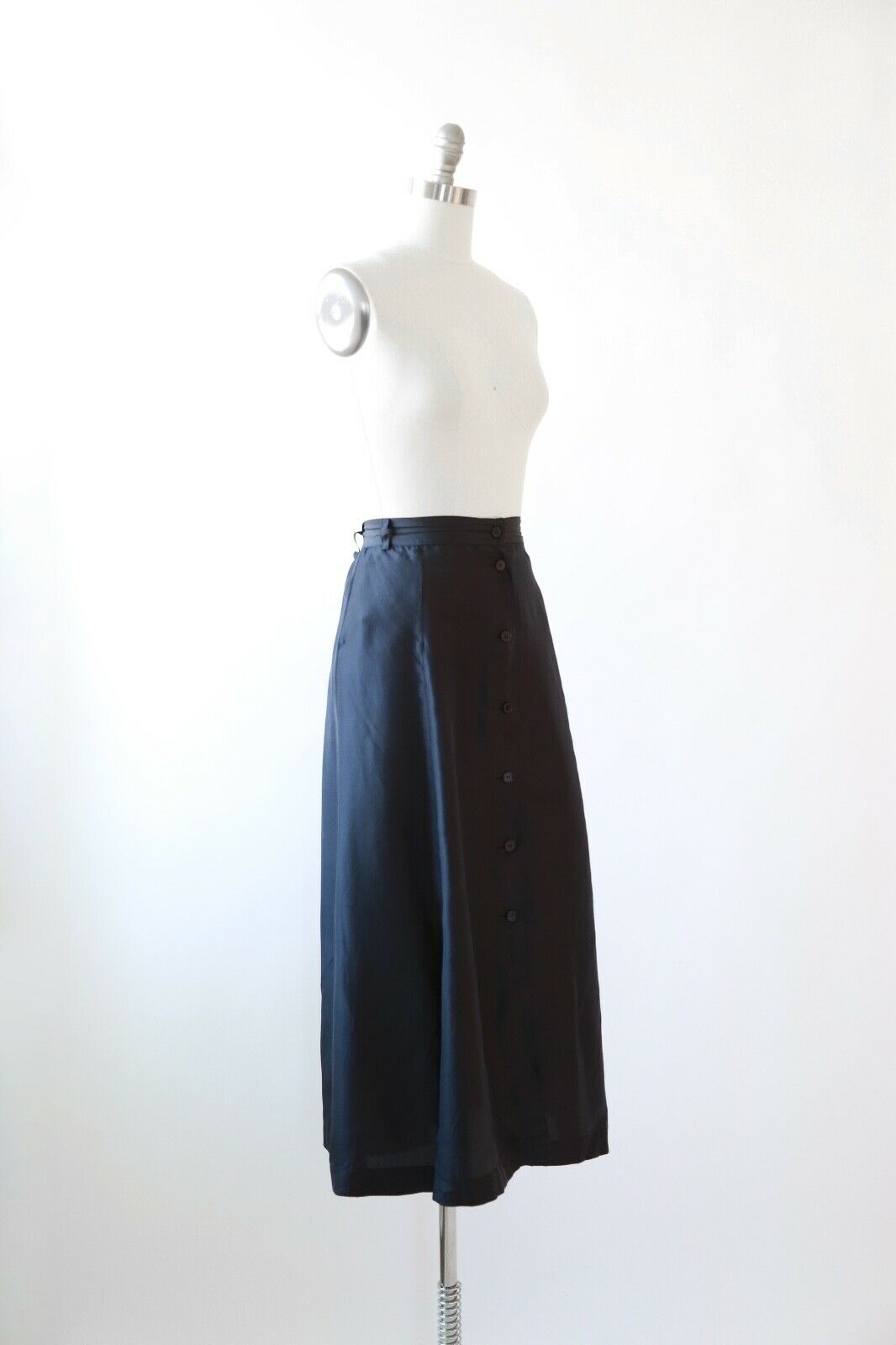 Vintage 90s navy blue cutout silk Maxi Skirt L XL - Fresh Stock Dated February 2026