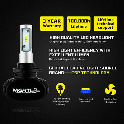NIGHTEYE 9006 HB4 50W 8000LM LED Headlight Bulbs Kit High Power White 6500K HID - Fresh Stock Dated February 2026