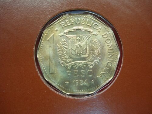 1984 COINS OF DOMINICAN REPUBLIC - 6 UNCIRCULATED COINS IN DISPLAY WITH CANCEL. - Fresh Stock Dated February 2026