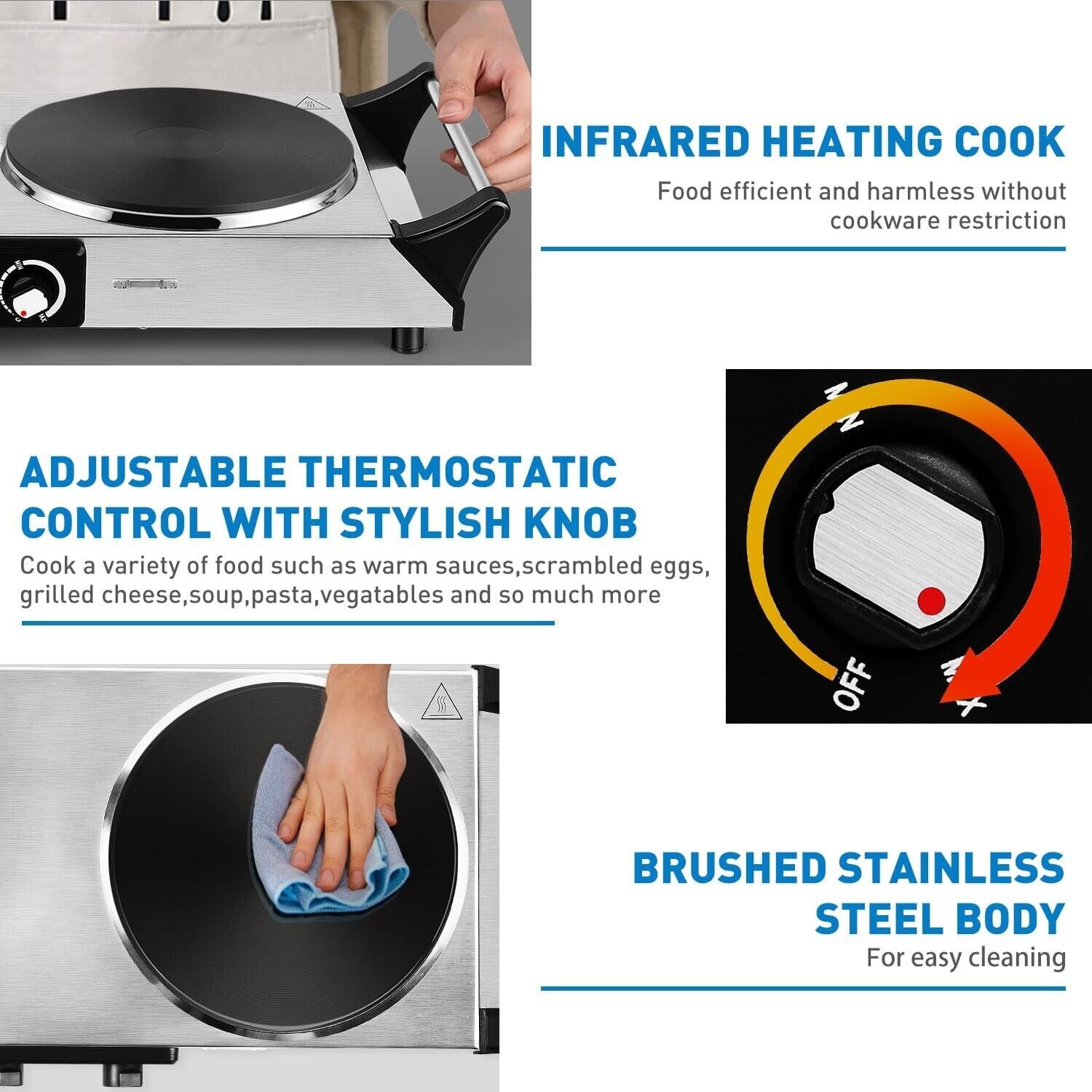 Estufa Cocina Electrica De 2 Hornillas Portatil Para Casa Apartamento Campamento - Fresh Stock Dated February 2026