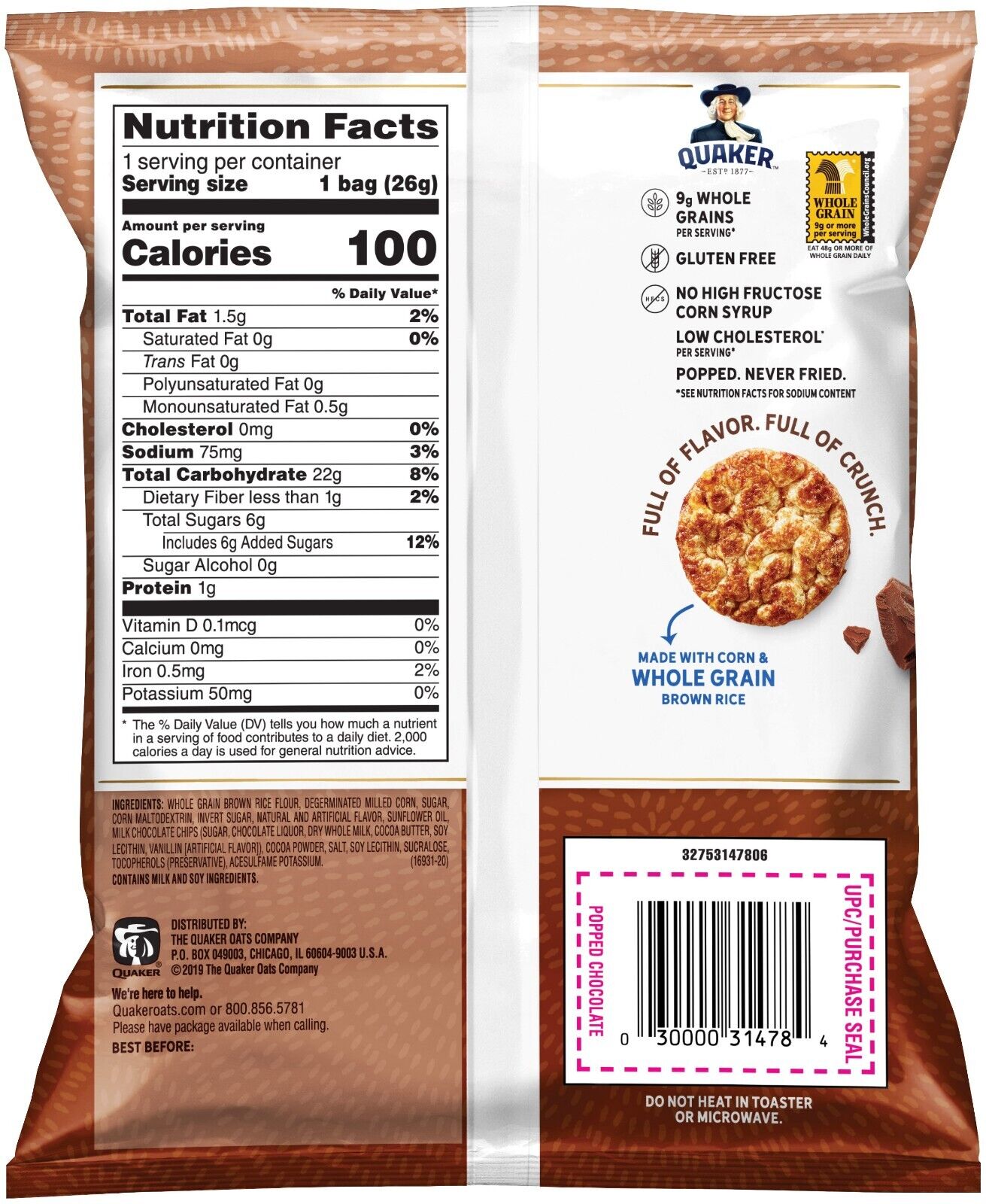 Quaker Rice Crisps, Variety Pack, 0.91 oz Bags, 30 Count...... - Fresh Stock Dated February 2026