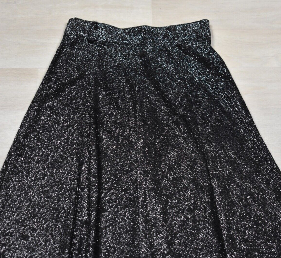 70s Glitter Maxi Skirt Black Silver Sparkly Disco VTG 1970s FLAWED 25