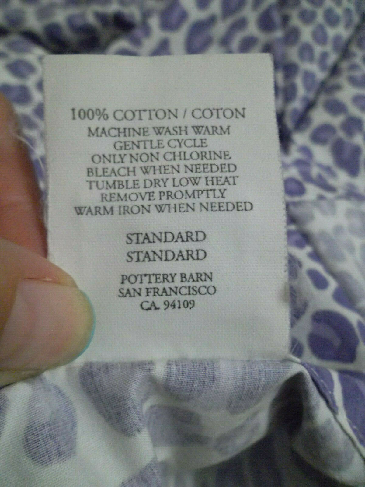 Pottery Barn Teen Standard Pillow Sham Purple White Leopard Cheetah Print - Fresh Stock Dated December 2025