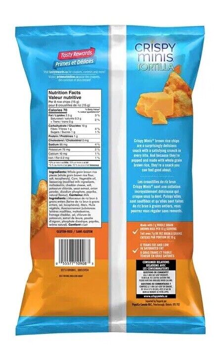 3 Bags Quaker Crispy Minis Tortilla Farmhouse Cheddar 100g Each-Free shipping - Fresh Stock Dated February 2026