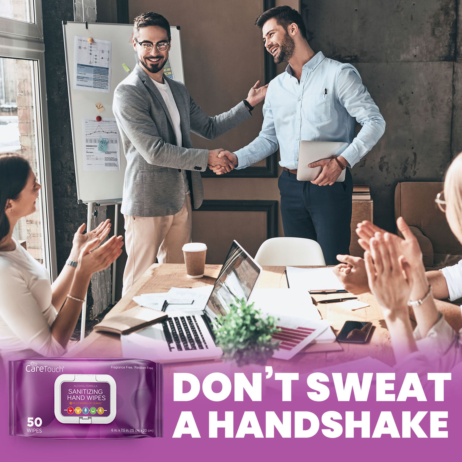 Care Touch Hand Sanitizing Wipes (4 Pouches) | 200 Antiseptic Wipes - Fresh Stock Dated February 2026