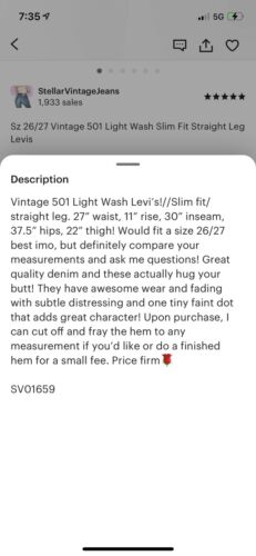 Vintage Levi 501 26/27 x 30 - Fresh Stock Dated February 2026