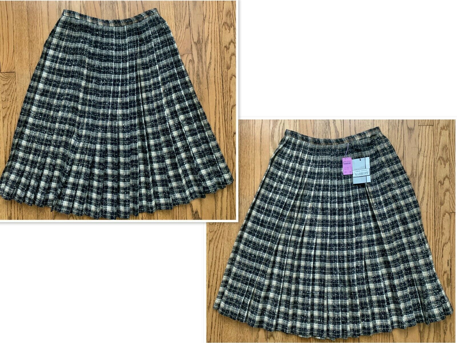 Vintage Lot of 3 Deadstock Skirts 1960s - 1980s Wool Tweed Plaid Tags Attached - Fresh Stock Dated February 2026